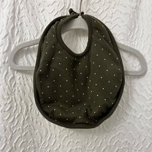 Jamie Kay Olive Green Baby Bib with White Dots NWOT